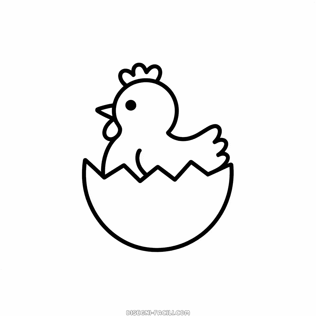 Disegno Facile di Pulcino in uovo