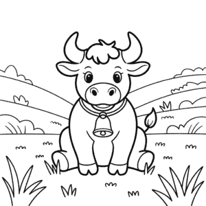 Disegno Facile di Toro nell'erba