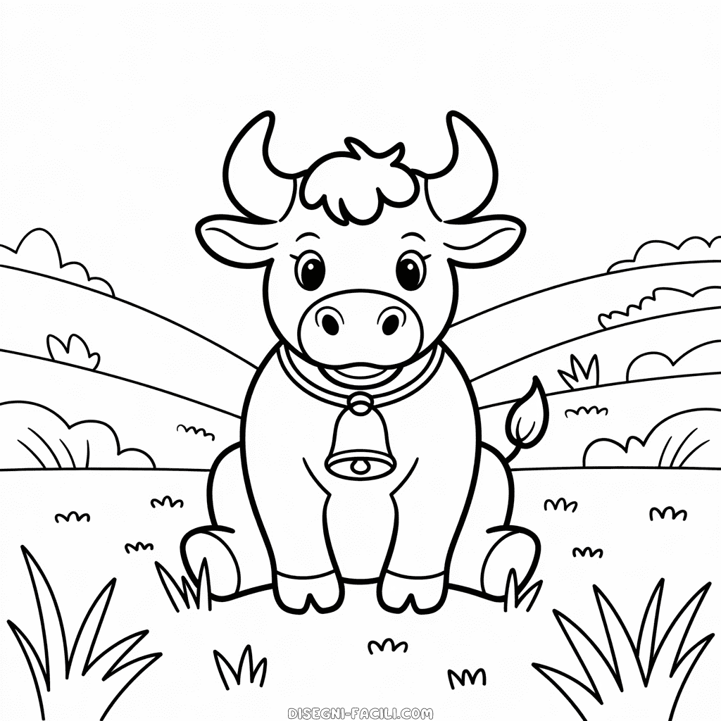 Disegno Facile di Toro nell'erba