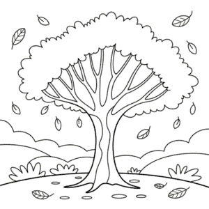 Disegno Facile di Albero Autunnale