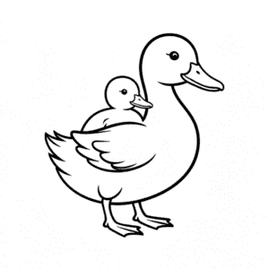 Disegno Facile di Anatra che Porta un Bambino