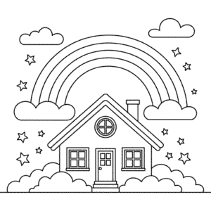 Disegno Facile di Arcobaleno in Autunno