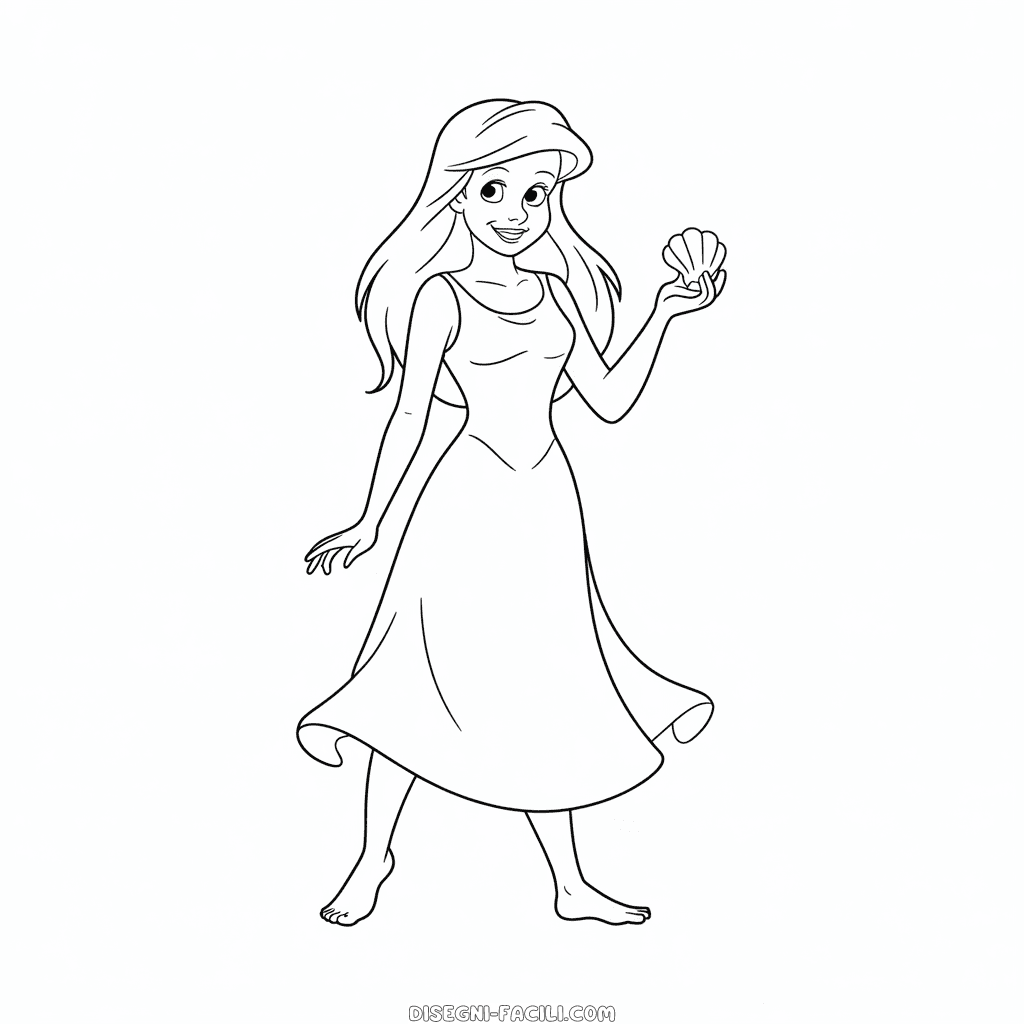 Disegno Facile di Ariel con Gambe