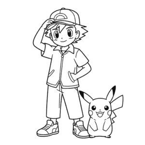 Disegno Facile di Ash e Pikachu