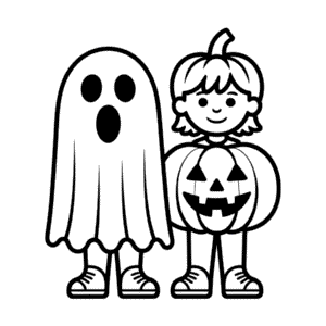 Disegno Facile di Bambini Halloween