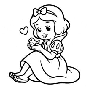 Disegno Facile di Biancaneve Carina