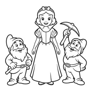 Disegno Facile di Biancaneve e I Sette Nani