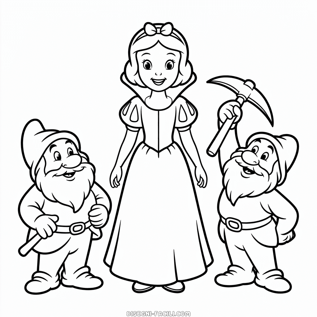 Disegno Facile di Biancaneve e I Sette Nani