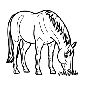 Disegno Facile di Cavallo che mangia