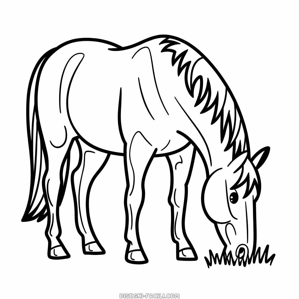 Disegno Facile di Cavallo che mangia