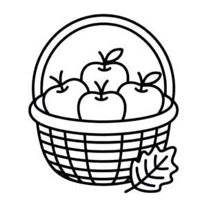 Disegno Facile di Cesto di Mele Autunnali