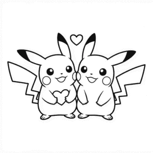 Disegno Facile di Coppia di Pikachu