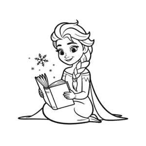 Disegno Facile di Elsa che Legge un Libro