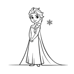Disegno Facile di Elsa in Bianco e Nero