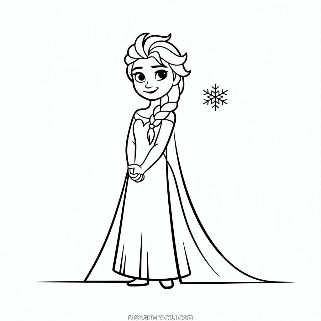 Disegno Facile di Elsa in Bianco e Nero