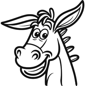 Disegno Facile di Faccia di Asino Cartoon
