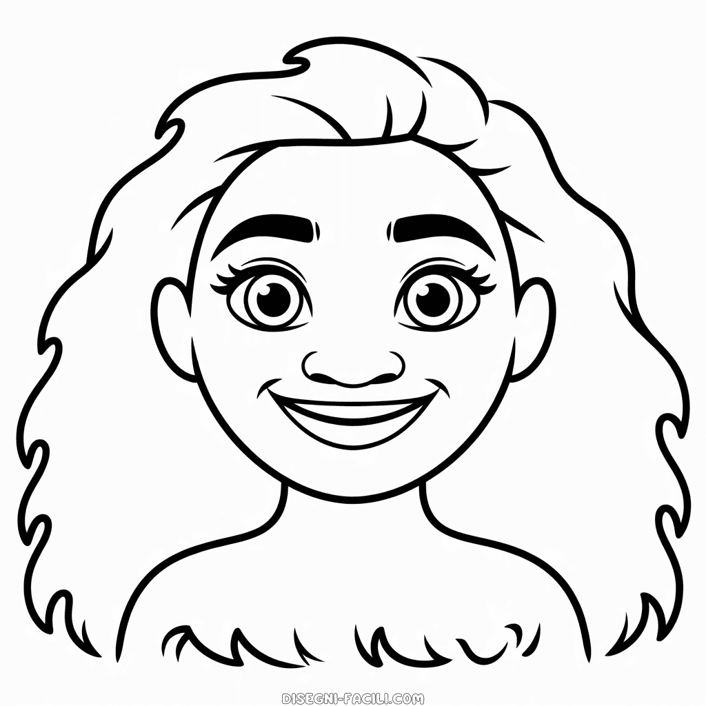 Disegno Facile di Faccia di Vaiana