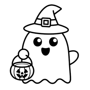 Disegno Facile di Fantasma Felice di Halloween