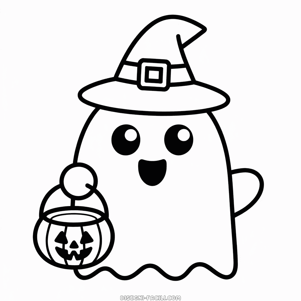 Disegno Facile di Fantasma Felice di Halloween