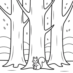 Disegno Facile di Foresta in Autunno