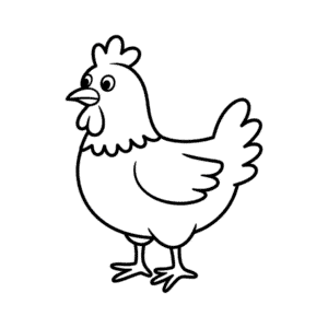 Disegno Facile di Gallina divertente