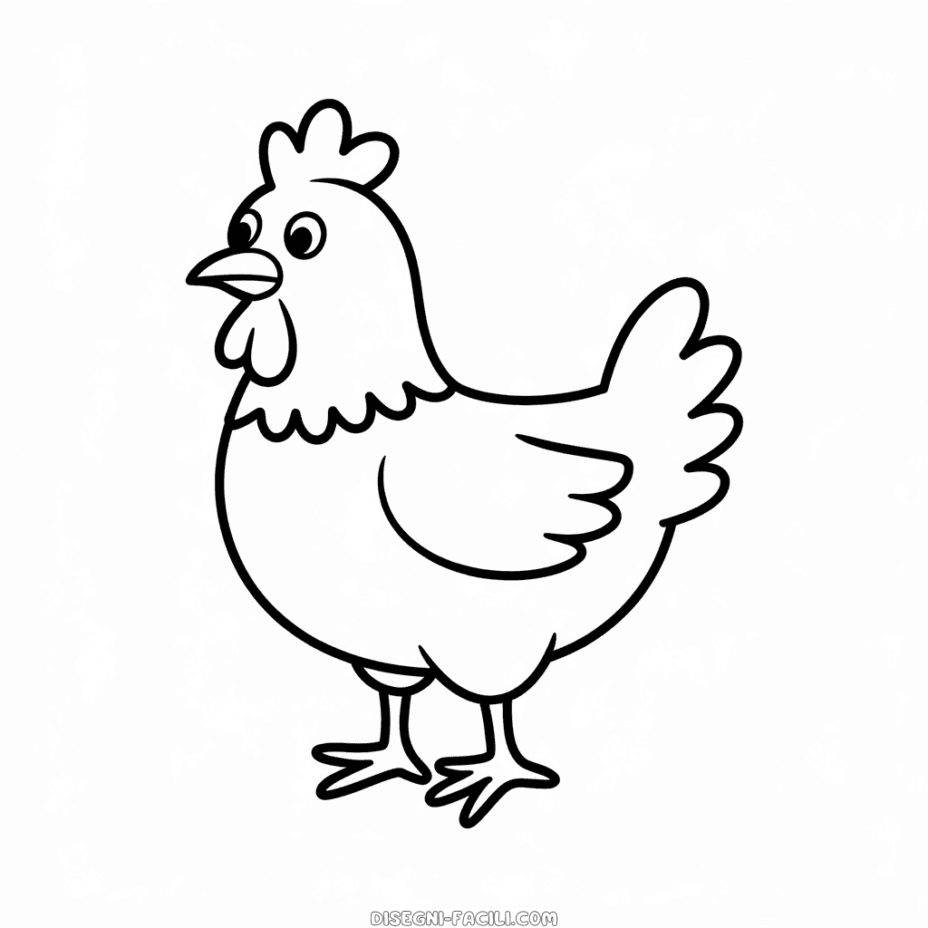 Disegno Facile di Gallina divertente