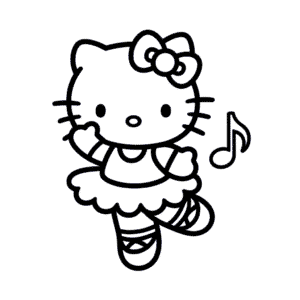 Disegno Facile di Hello Kitty Ballerina