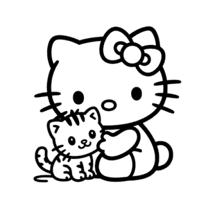 Disegno Facile di Hello Kitty e Cat