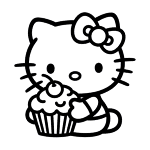 Disegno Facile di Hello Kitty e Cupcake
