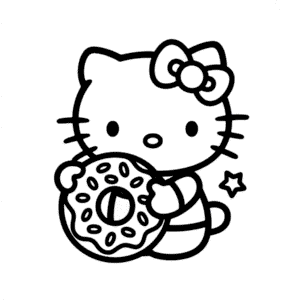 Disegno Facile di Hello Kitty e Donut
