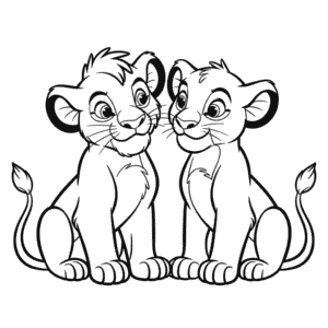 Disegno Facile di Il Re Leone Simba e Nala