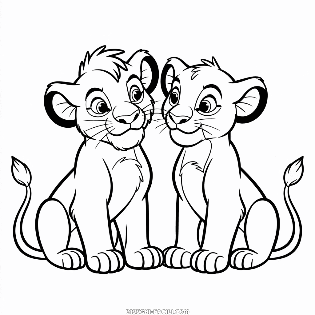 Disegno Facile di Il Re Leone Simba e Nala