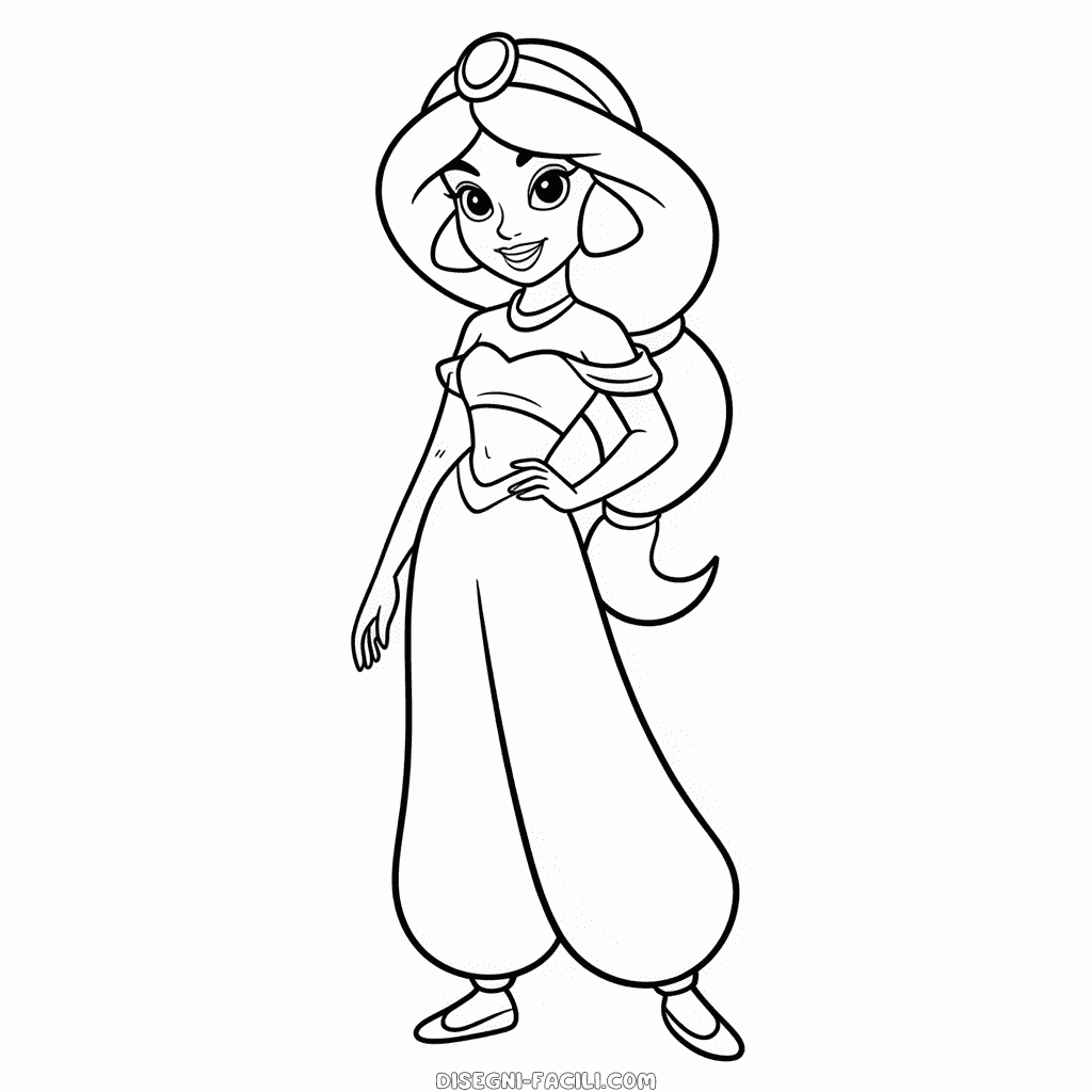 Disegno Facile di Jasmine in Bianco e Nero