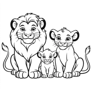 Disegno Facile di La Famiglia del Re Leone