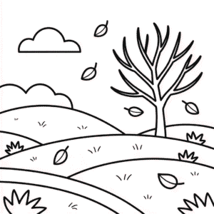 Disegno Facile di Paesaggio Autunnale