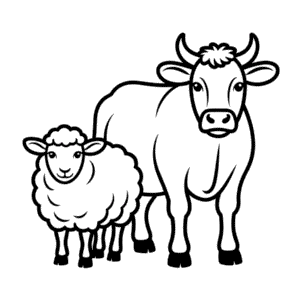 Disegno Facile di Pecore e Bovini