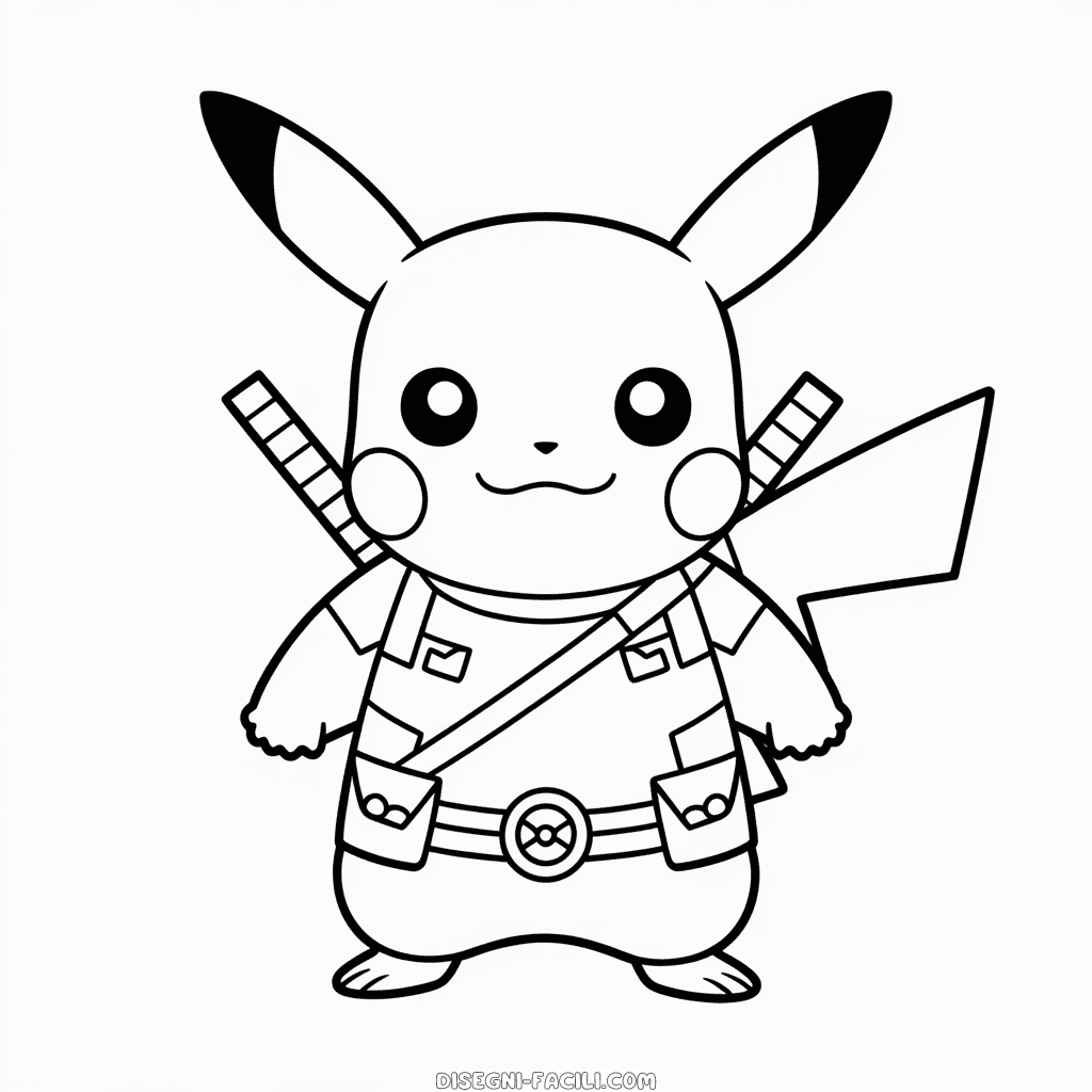 Disegno Facile di Pikachu Deadpool