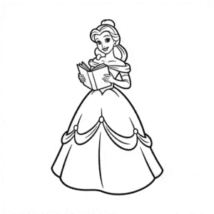 Disegno Facile di Principesse Disney che Leggono un Libro