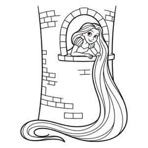 Disegno Facile di Rapunzel nella Torre