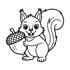 Disegno Facile di Scoiattolo in Autunno