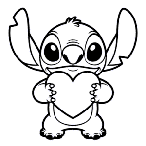 Disegno Facile di Stitch con il Cuore
