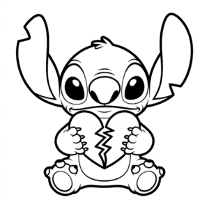 Disegno Facile di Stitch con il Cuore Spezzato