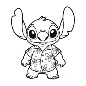 Disegno Facile di Stitch con la Camicia Hawaiana