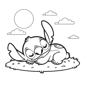 Disegno Facile di Stitch fa un pisolino