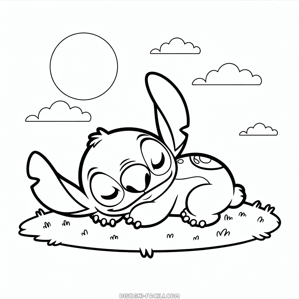 Disegno Facile di Stitch fa un pisolino