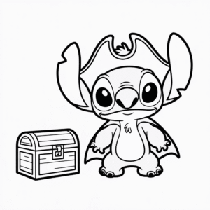 Disegno Facile di Stitch in Costume da Pirata