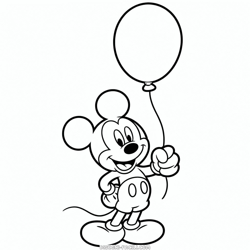 Disegno Facile di Topolino con Palloncino