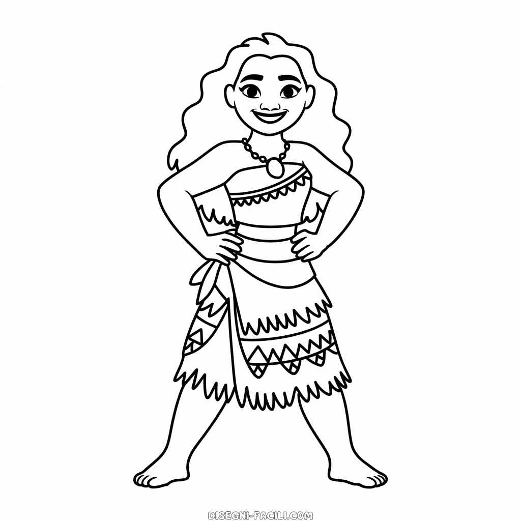 Disegno Facile di Vaiana a Corpo Intero