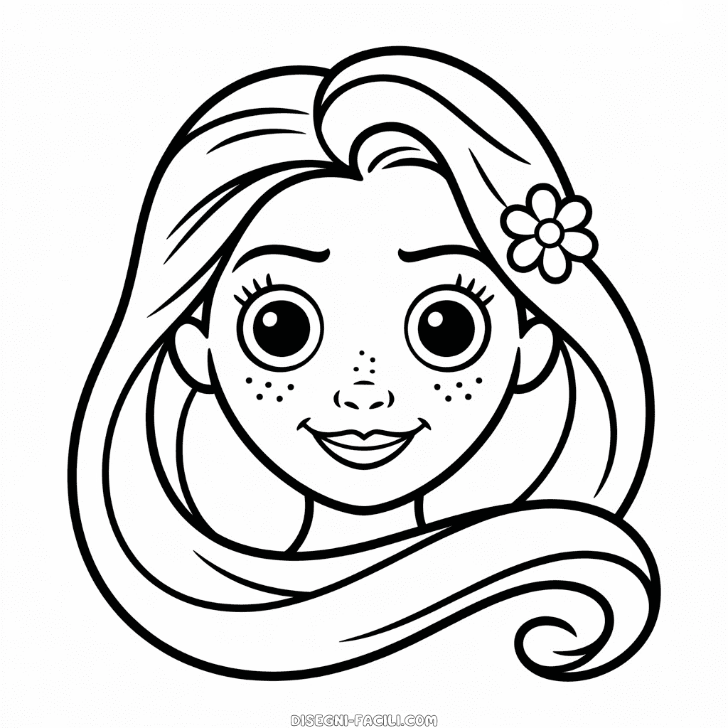 Disegno Facile di Volto di Rapunzel