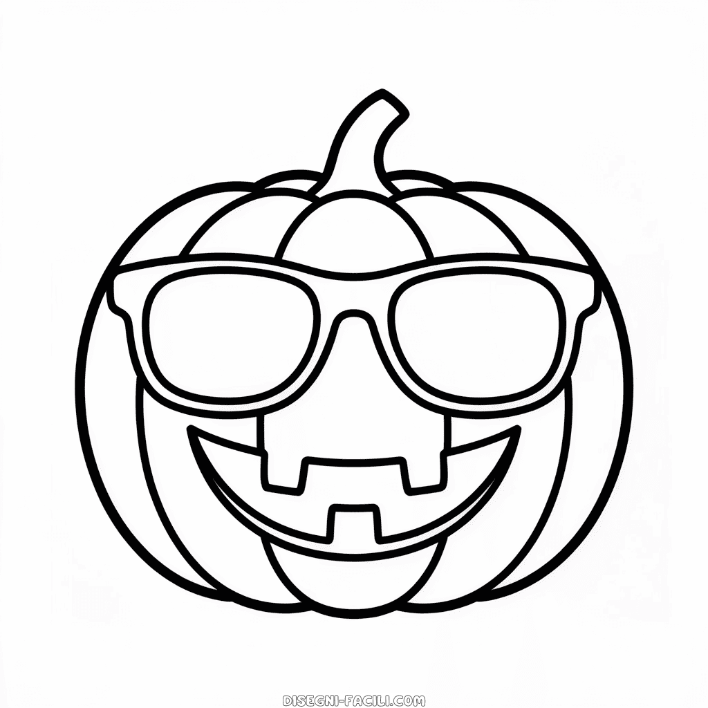 Disegno Facile di Zucca di Halloween alla Moda